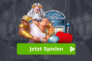 Figur vor Slot Maschine mit Edelsteinen und rotem Herz bei Bahigo Casino.