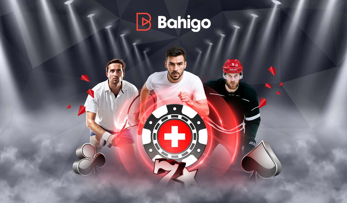 Bahigo Schweiz mit drei Sportlern und einem Chip im Schweizer Design.